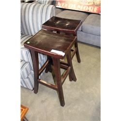 PAIR OF WOOD STOOLS