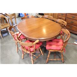 KROEHLER MAPLE DINING TABLE WITH LEAF AND SIX CHAIRS
