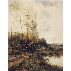 Willem George Frederik Jansen, 1871-1949 Dutch, Farmer and Horse with Laden Cart, Oil on canva...