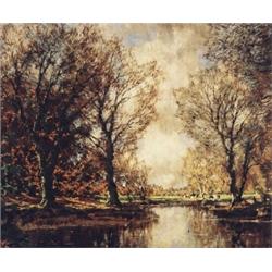 Arnold Marc Gorter, 1866-1933, Cattle in a Sunny Pasture, Oil on canvas, Signed, 18.25 by...