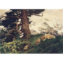 Leopold Rothaug, 1868-1959 Austrian, The Eagle's Nest, Oil on board, Signed, 16.5 by 23in....