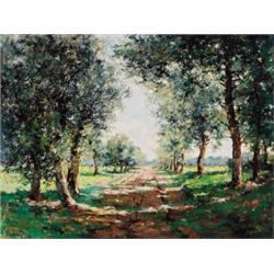 Yvette Lichtfus, Born 1925 Belgian, Les Saules, Oil on canvas, Signed; titled on the reverse...