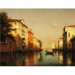 Antoine Bouvard, 1870-1956 French, Venetian Canal with Gondolier, Oil on canvas, Signed, 2...