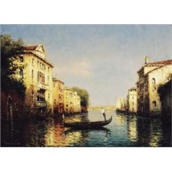 Antoine Bouvard, 1870-1956 French, Venetian Canal with Gondolier, Oil on canvas, Signed, 9...