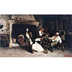 R. Amato, 19th Century Italian, Proposing a Toast, Oil on canvas, Signed and dated "Napoli '...