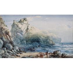 William Henry Pike R.B.A., R.O.I., 1846-1908 British, Figures at the Coast, Watercolour, Sig...