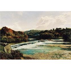 Samuel Bough R.S.A., 1822-1878 British, Fishing by the Weir, Oil on canvas, Signed, 21.5 b...