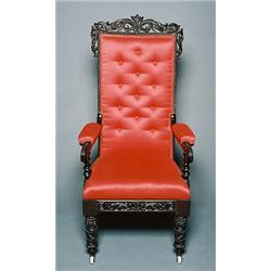 A William IV Rosewood Hall Chair, English or Colonial, c.1830, The rectangular padded bask with...