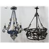Image 1 : 2 Wrought Iron Foliate Chandeliers