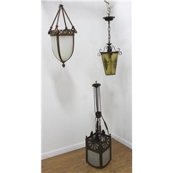 3 Victorian Brass & Glass Lanterns
