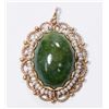 Image 1 : 14K Gold, Spinach Jade, & Seed Pearl Pendant