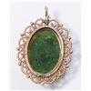 Image 2 : 14K Gold, Spinach Jade, & Seed Pearl Pendant