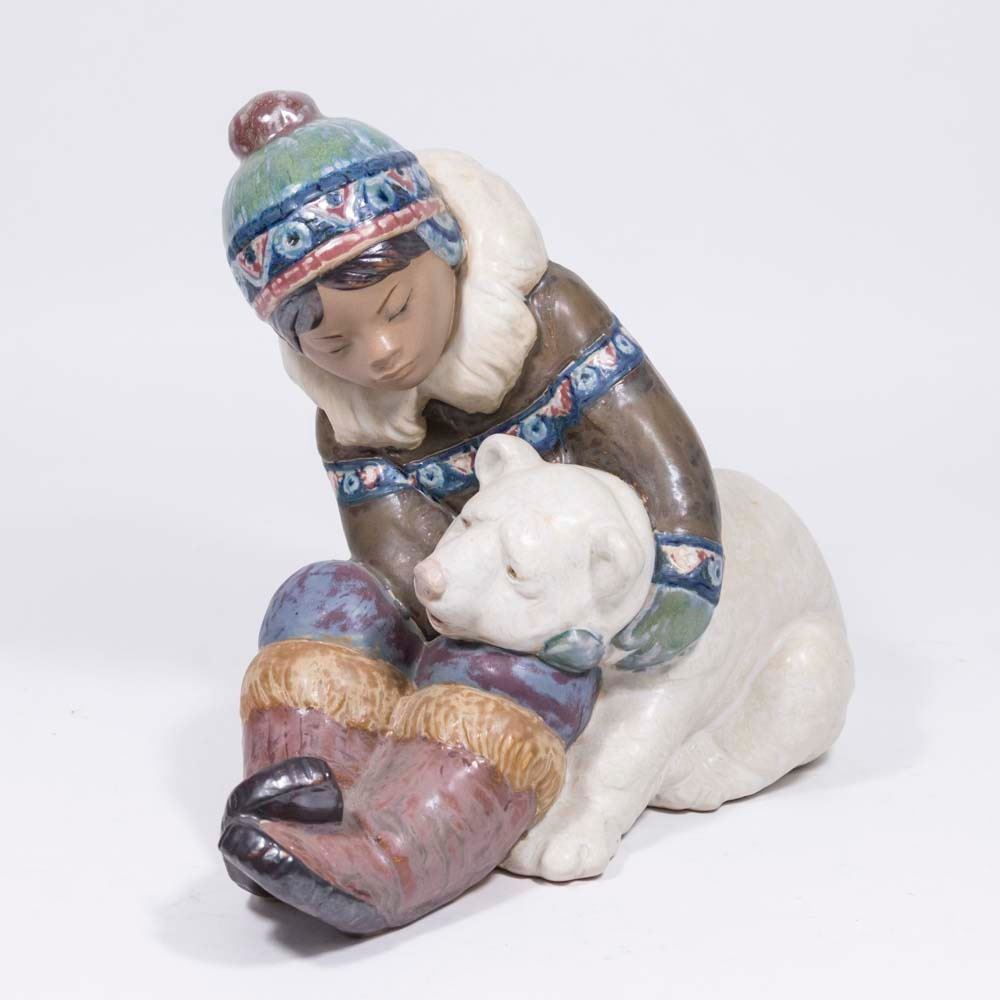 lladro eskimo boy with polar bear