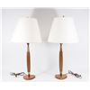 Image 1 : Pair 50s Walnut & Brass Lamps