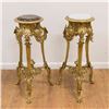 Image 1 : Pair Bronze Side Pedestals with Marble Tops