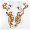 Image 1 : Pair Carved Wood Gilt Putti Figural Sconces