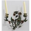 Image 2 : Pair Patinated Metal Floral Design Sconces