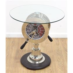 Round Glass Top Table with Ship Control