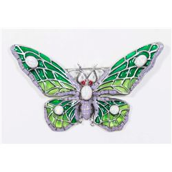 Plique-A-Jour Enamel Butterfly Brooch