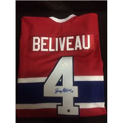HAND SIGNED JEAN BELIVEAU HOCKEY JERSEY MONTREAL CANADIANS W/ COA