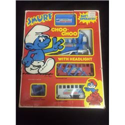 BATTERY OPERATED SMURF CHOO-CHOO TRAIN W/ HEADLIGHT IN BOX