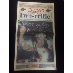 AUTOGRAPHED TORONTO BLUEJAYS WORLD SERIES NEWSPAPER SPORS SECTION
