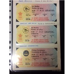 1988 CALGARY WINTER OLYMPICS EVENT TICKET STUBS
