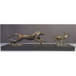 Cheetah and Bush buck - "The Chase" - Bronze patina