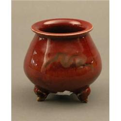 Chinese Flame Porcelain Tripod Vase