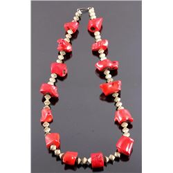 Early Navajo Coral Nugget Branch Necklace