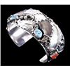 Image 7 : Navajo Bear Claw & Turquoise Sterling Bracelet GE