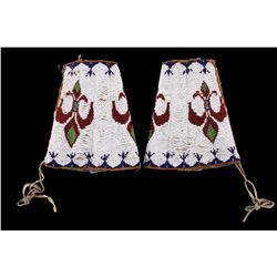 Plains Beaded Hide Dance Cuffs c. 1890-1900