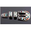 Image 1 : Zuni Sterling Silver Inlaid Ranger Belt Buckle Set