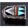 Image 9 : Zuni Sterling Silver Inlaid Ranger Belt Buckle Set