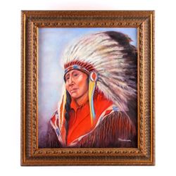 Original Native American Indian Oil Painting