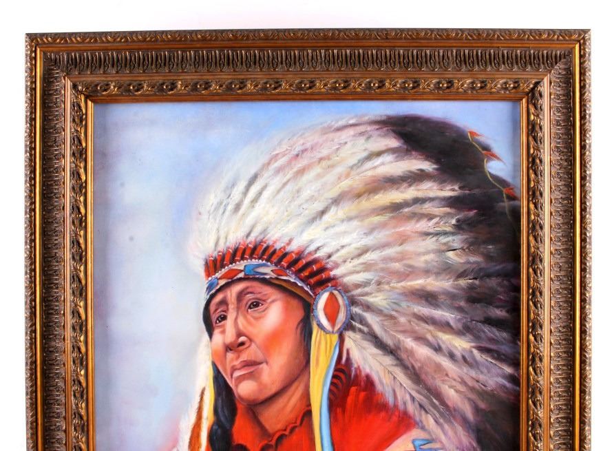 Original Native American Indian Oil Painting
