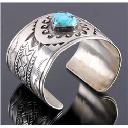 Christopher Hoskie Navajo Sterling Turquoise Cuff