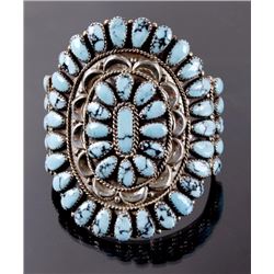 Navajo Petit Point Kingman Turquoise Sterling Cuff