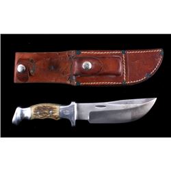 R.H. Ruana Skinner Knife & Leather Scabbard