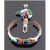 Image 1 : Signed Navajo Sterling Silver Bracelet & Pendant