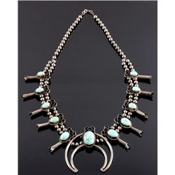 Navajo Sterling Silver Turquoise Squash Blossom