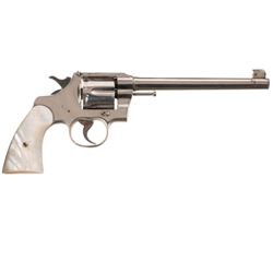 Colt Officers Target Model Revolver Nickel & Pearl