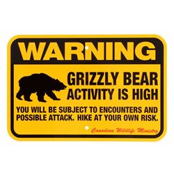 Grizzly Bear Warning Sign from Canada