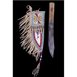 Teton Sioux Beaded Knife Sheath & 19th C. Knife