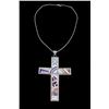 Image 2 : Zuni Inlaid Mosaic Large Cross Necklace by M.Y.