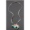 Image 1 : Zuni Sterling Silver Turquoise Inlay Bear Necklace