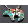 Image 2 : Zuni Sterling Silver Turquoise Inlay Bear Necklace