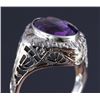 Image 1 : Edwardian Filigree 18K White Gold Amethyst Ring