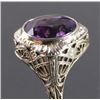 Image 2 : Edwardian Filigree 18K White Gold Amethyst Ring