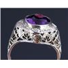 Image 3 : Edwardian Filigree 18K White Gold Amethyst Ring